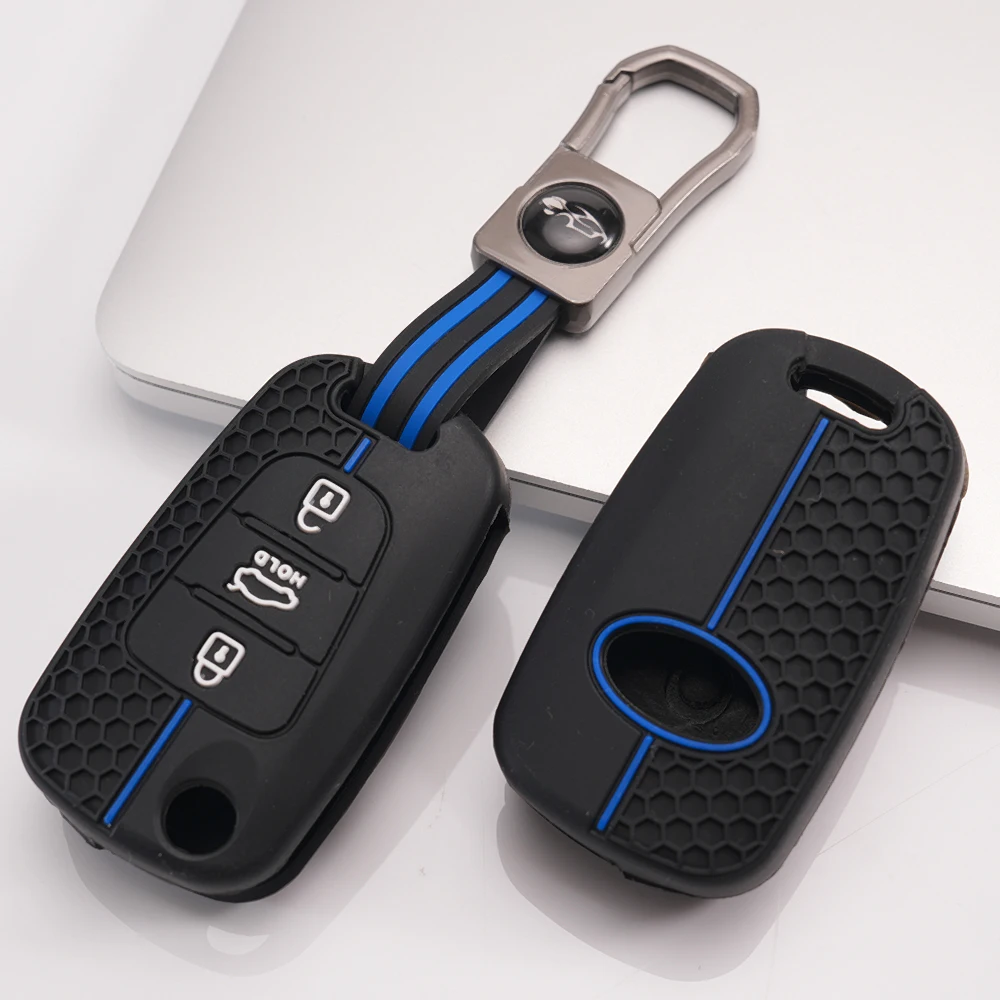 Key Fob Case With Keychain For Kia Rio Rio X-Line K2 Sportage Sorento Optima K5 Soul Ceed Cerato K3 Picanto Seltos Stonic