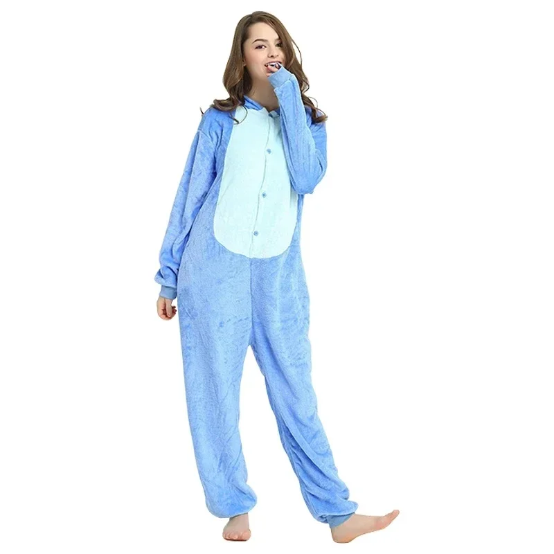 Adults Stitch Cosplay Pajamas Anime Stitch Cute Costume Jumpsuit Pajamas Hooded Sleepwear Halloween Costume for Men Women image 5