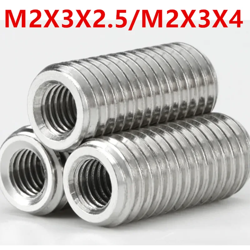 

M2X3X2.5/M2X3X4stainless steel 304 inside outside thread Adapter screw wire thread insert sleeve Conversion Nut Coupler Convey