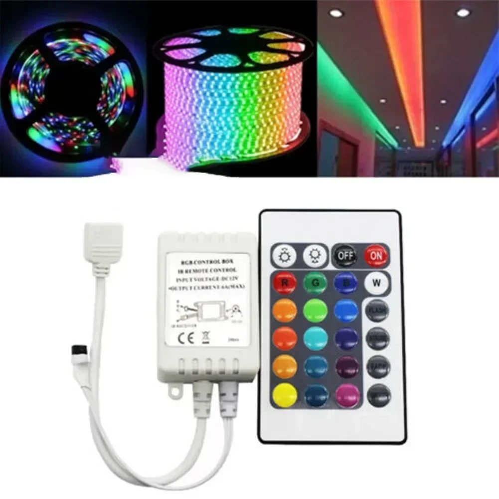 Tira de luces LED RGB, caja de Control y mando a distancia IR de 24 teclas para 12V 3528 5050, mando a distancia CR2025, piezas de luz para el hogar