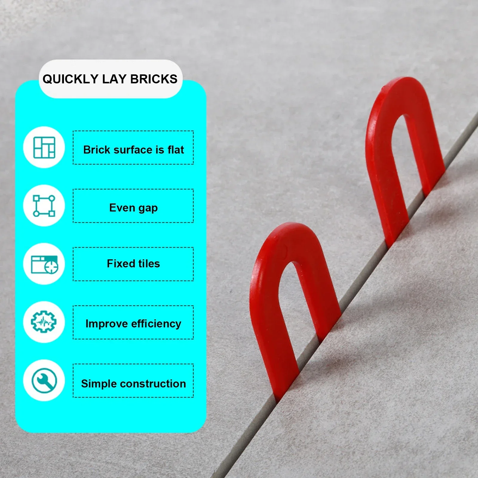 100Pcs U Shaped Tile Leveling Shims 1/8" Tile Spacers Level Wedges Positioning Clips For Aligning Marble Granite Porcelain Tile