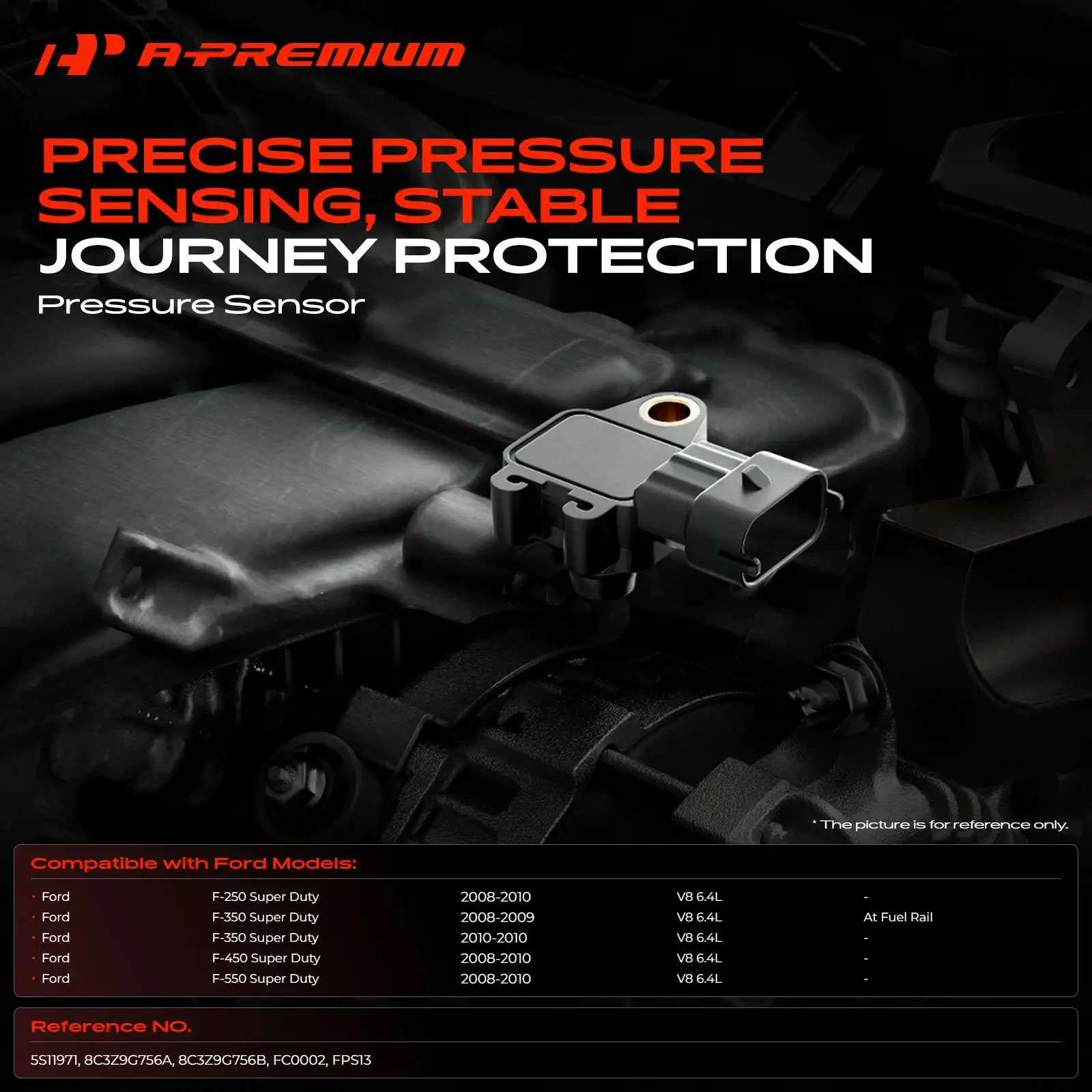 A-Premium Fuel Pressure Sensor for Ford F-250 Super Duty F-350 Super Duty F-450 Super Duty F-550 Super Duty 08-10