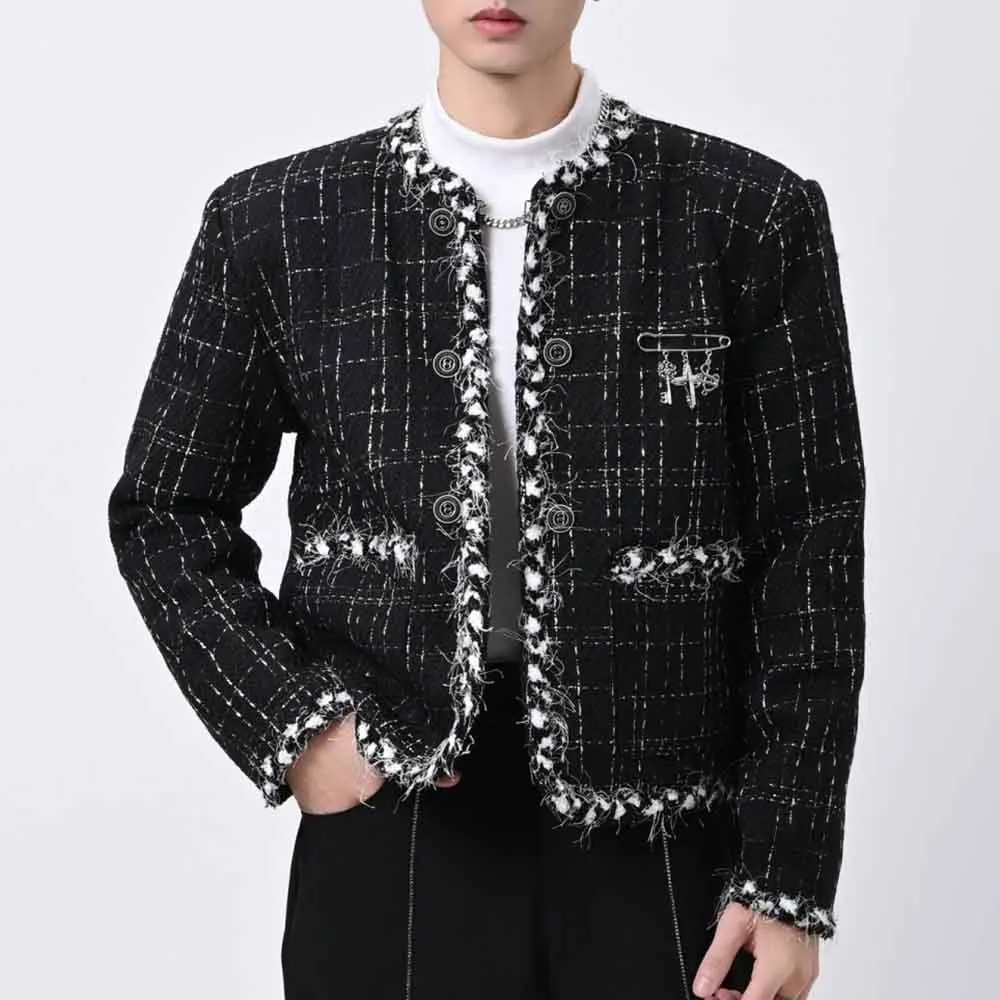 

Мужская осенняя куртка с бахромой по краям, повседневная куртка для ночного клуба, модная верхняя одежда для бальных танцев, мужская одежда, новинка 2023 года
