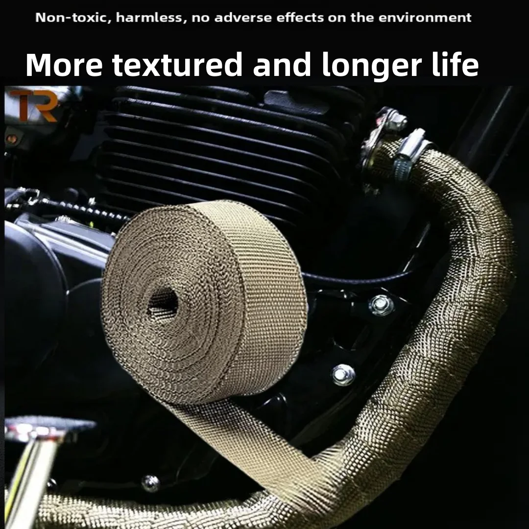 Lava Fiber Heat Shield Car Motorcycle Exhaust Thermal Tape Header Pipe Heat Wrap Tape Thermal Protection with Stainless Ties