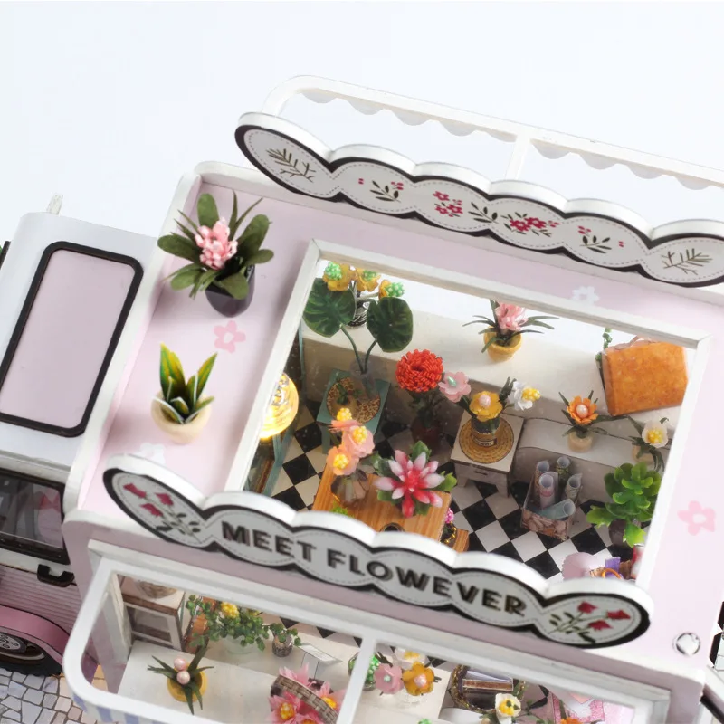 2025 حار لتقوم بها بنفسك خشبية مصغرة زهرة متجر أطقم منمذجة-اليدوية تجميع ديكور لعبة الإبداعية الحرفية هدية للديكور المنزل #3