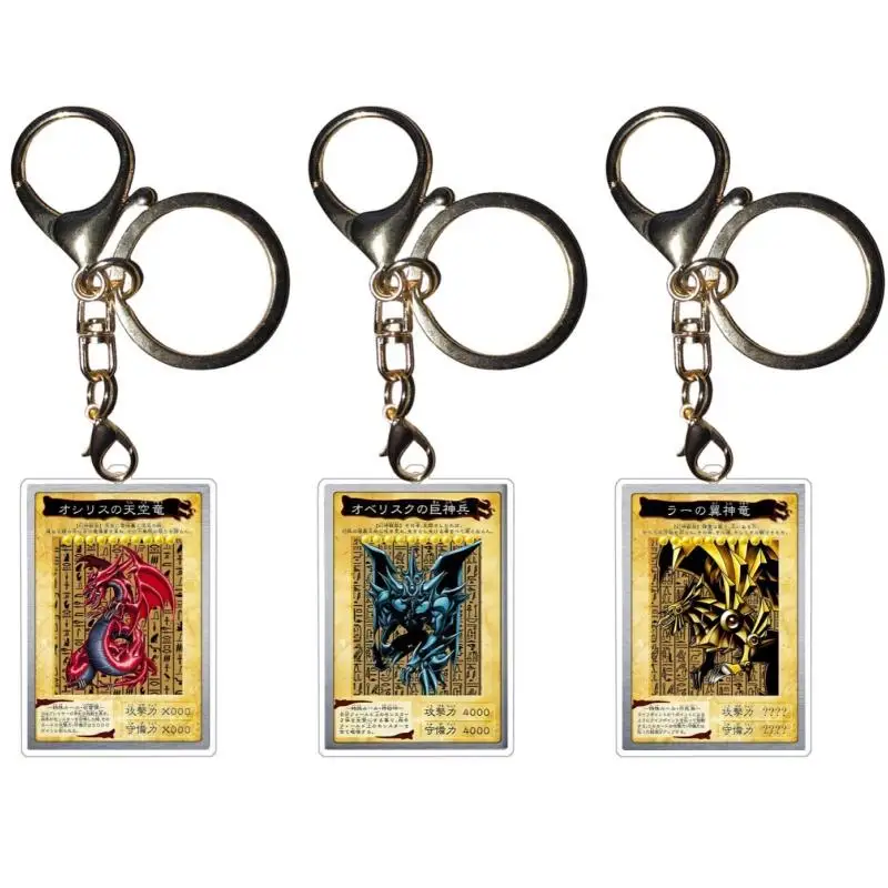 Yu-Gi-Oh! Egyptian God Keychains Exodia Blue-Eyes White Dragon Card Diy Acrylic Action Toy Figures Anime Game Collection Pendant