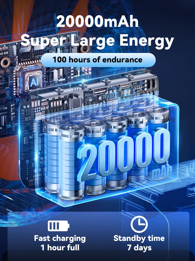 20000mAh Camping Fan Rechargeable Battery Portable Outdoor Fan Wireless Tent Ceiling Fan Air Circulators with Hook and LED Light