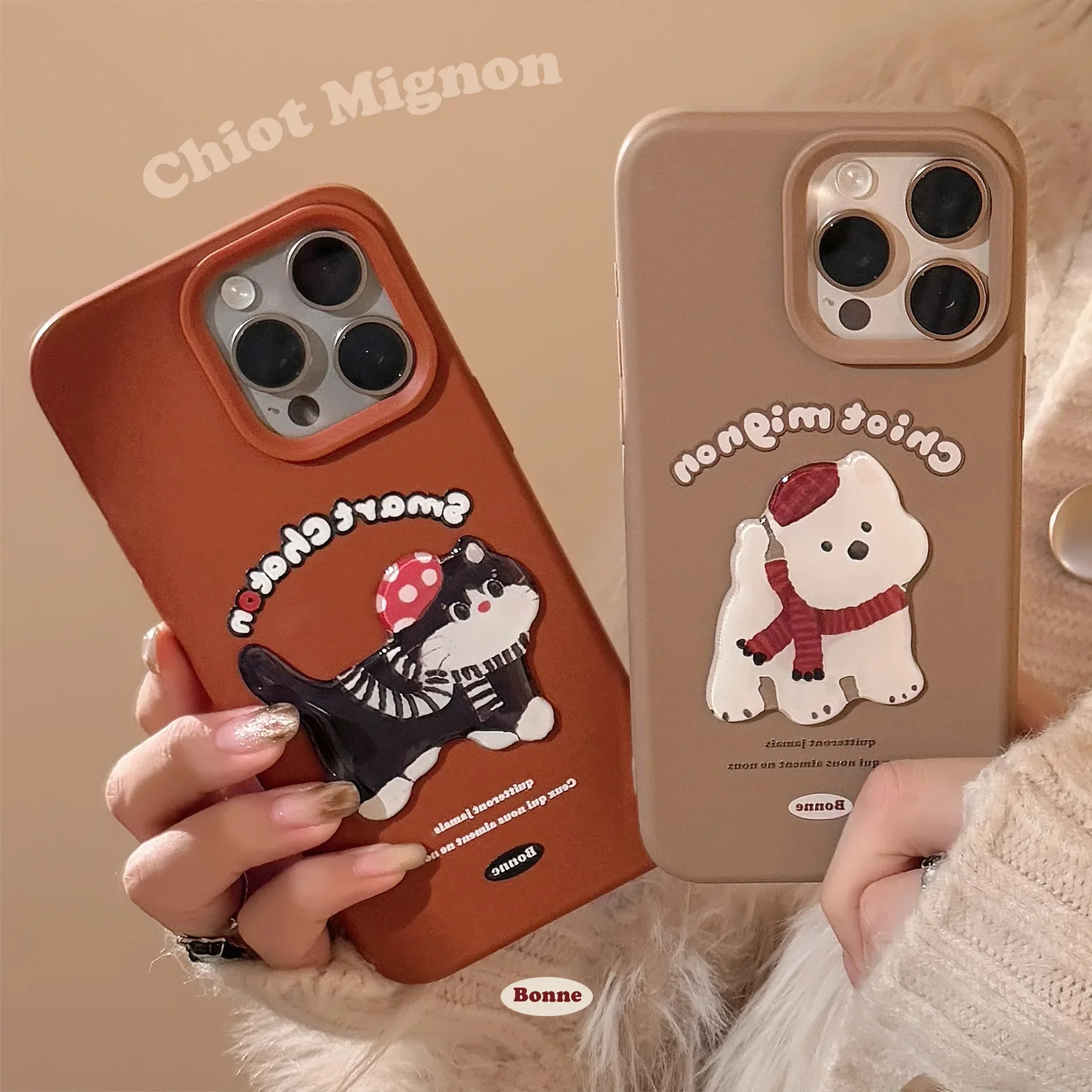 Cute Stereoscopic Cartoon Cat Puppy Cover Case for iPhone 16 15 14 13 12 11 Pro Max Plus Shockproof Protective Phone Case