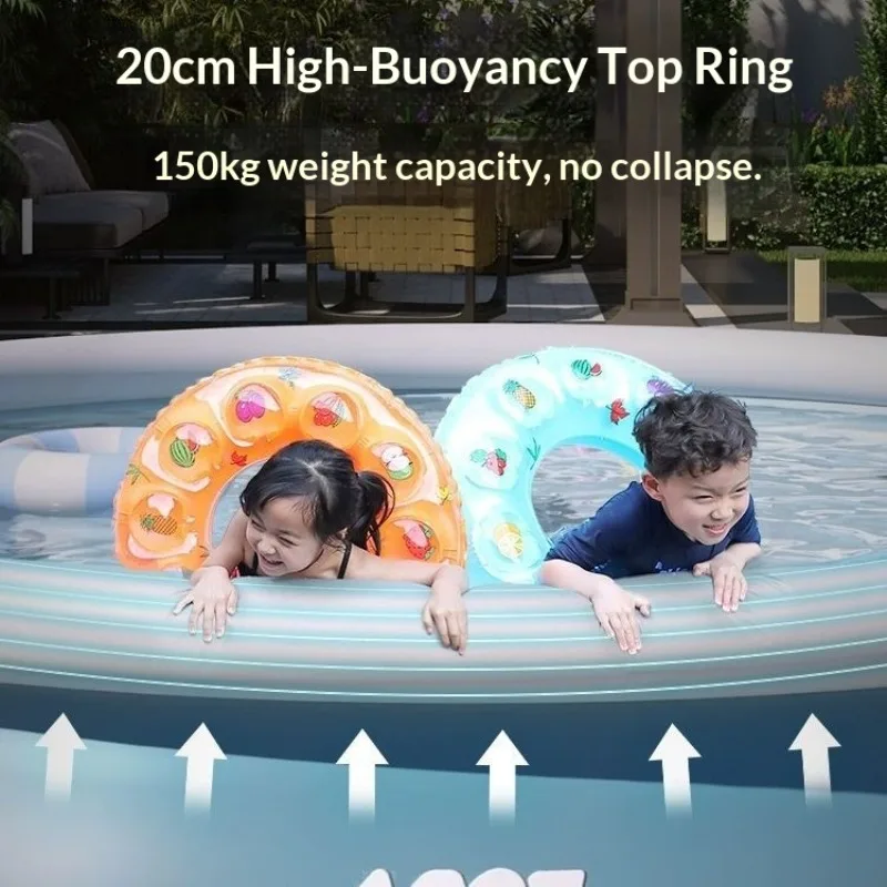 Inflatable Round Mesh Kids Family Swimming Pool Thickened Top Ring Portable Backyard Outdoor Durable Swim Pool Inflatable
