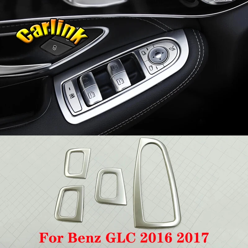 

For Mercedes Benz GLC 2016 2017 interior Auto window lift button switch decoration Cover Trim LHD car styling Accessories 4pcs