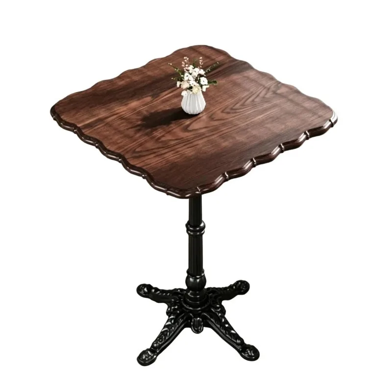 Industrial Wood Top Metal Frame Square Restaurant Table for Cafe & Restaurant Seating Durable & Easy Clean Commercial Furniture