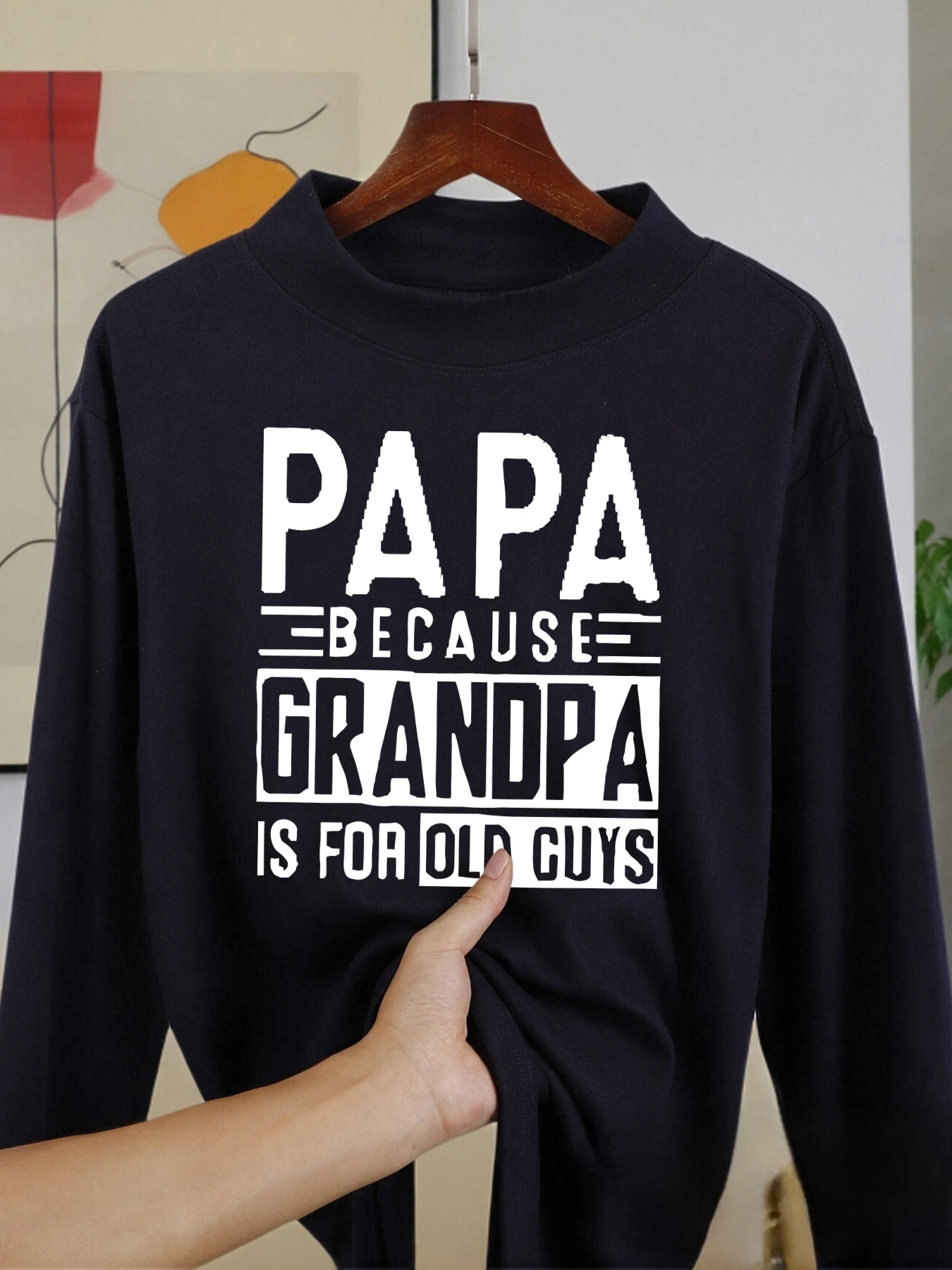 

Don'T Call Me Papa, I'M Not Old Funny Printing Man Long Sleeved Shirt Fit Autumn Shirts Warm Soft Clothes Middle Collar New Tops