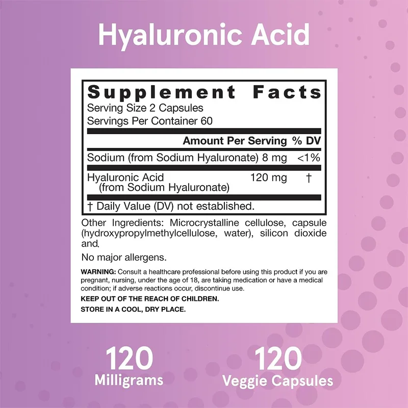 Hyaluronic Acid Supplement - Promote Joints, Youthful Healthy Skin and Support Healthy Connective Tissue