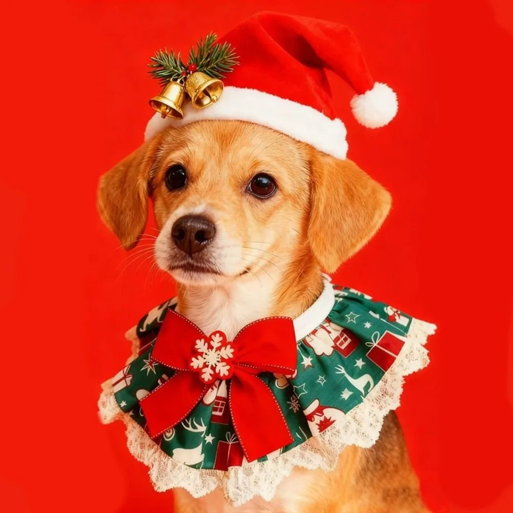New Adjustable Pet Drool Bandana Soft Material Washable Cat Triangle Scarf Dog Bib Scarf Christmas Holiday