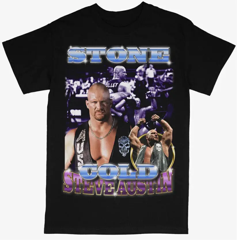 Stone -C0ld Steve Austin WWF-WWE Wrestling Black T-Shirt Gift Men Women Vintage