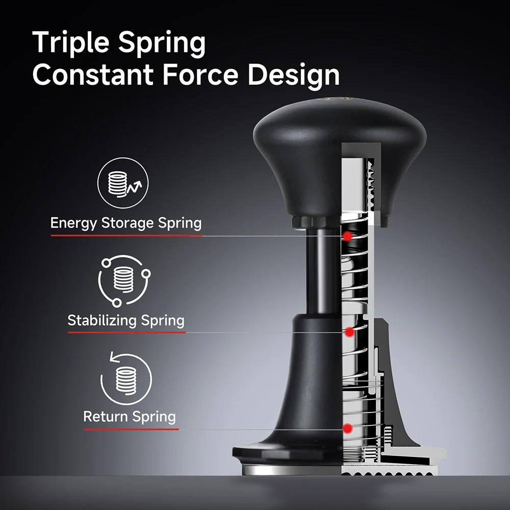 zeroHero Black Coffee Tamper 58.5mm 30lbs Constant Force 90 Degree Level for Homes Barista Espresso Extraction Brewing Sets Pros