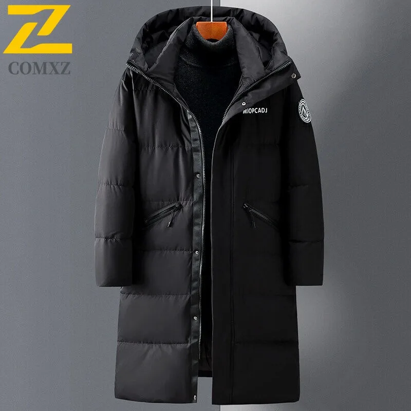 COMXZ Men Padding Coat Gradient Long Korean Fashion Ski Snow Warm Loose Travel Padded Jacket High Quality Street Winter Jackets