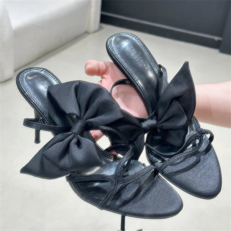 

Solid Bow-knot Open Toe Sandals Outdoor Buckle Strap Female Pumps Fashion Women Shoes Slingback High Heel Zapatos Mujer