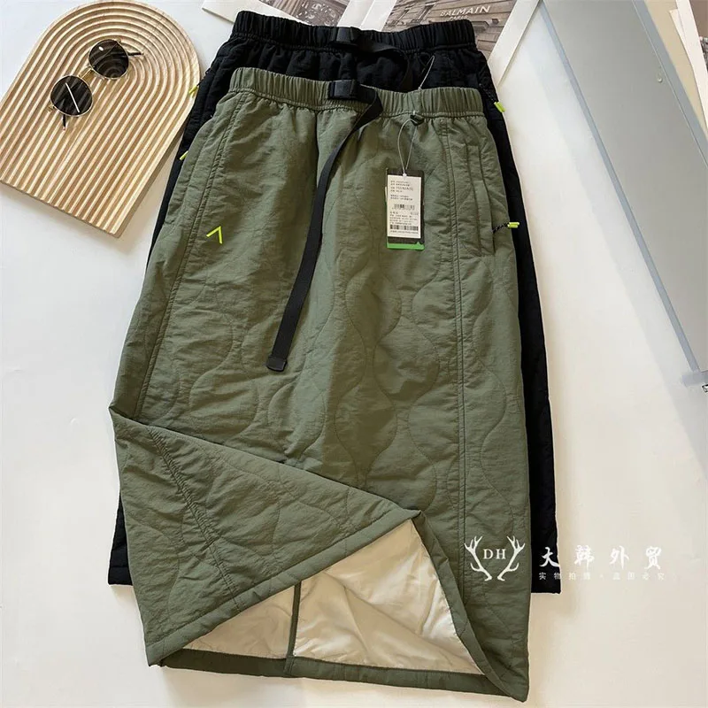 Spring Autumn Winter New Fashion Half Length Skirt for Women Outdoor Warm Cold Proof Skirt Versatile Green Black A-line Skirt