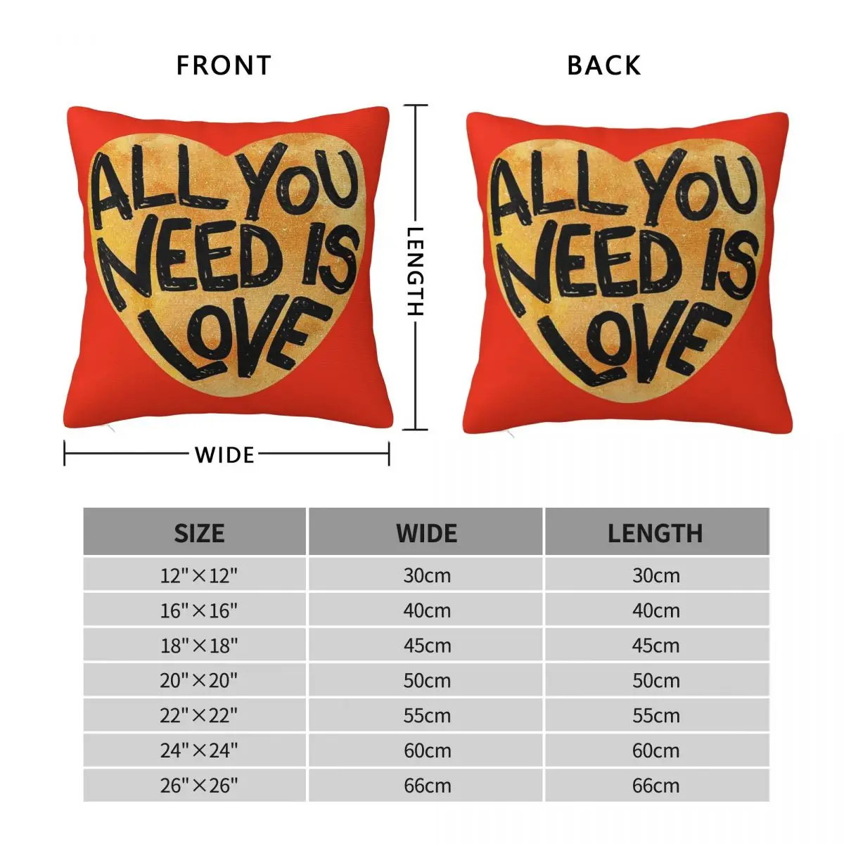 All You Need Is Love Square Pillowcase Polyester Linen Velvet Creative Zip Decorative Pillow Case Sofa Cushion Cover