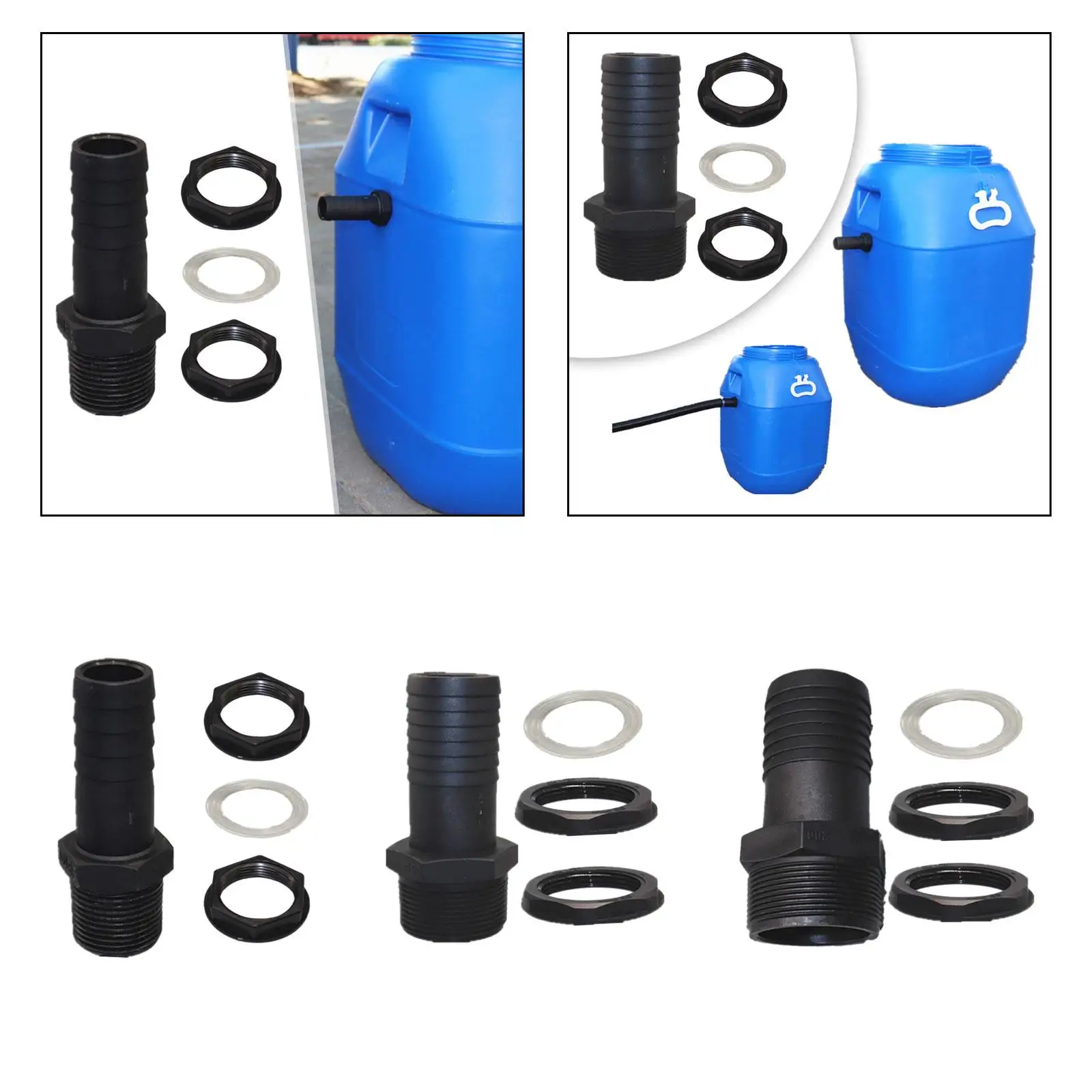 IBC Tank Duct Thick Tank Overflow Connector External Thread Rain Barrel Hose Nozzle for Rain Barrels Water Tanks Aquariums Ponds