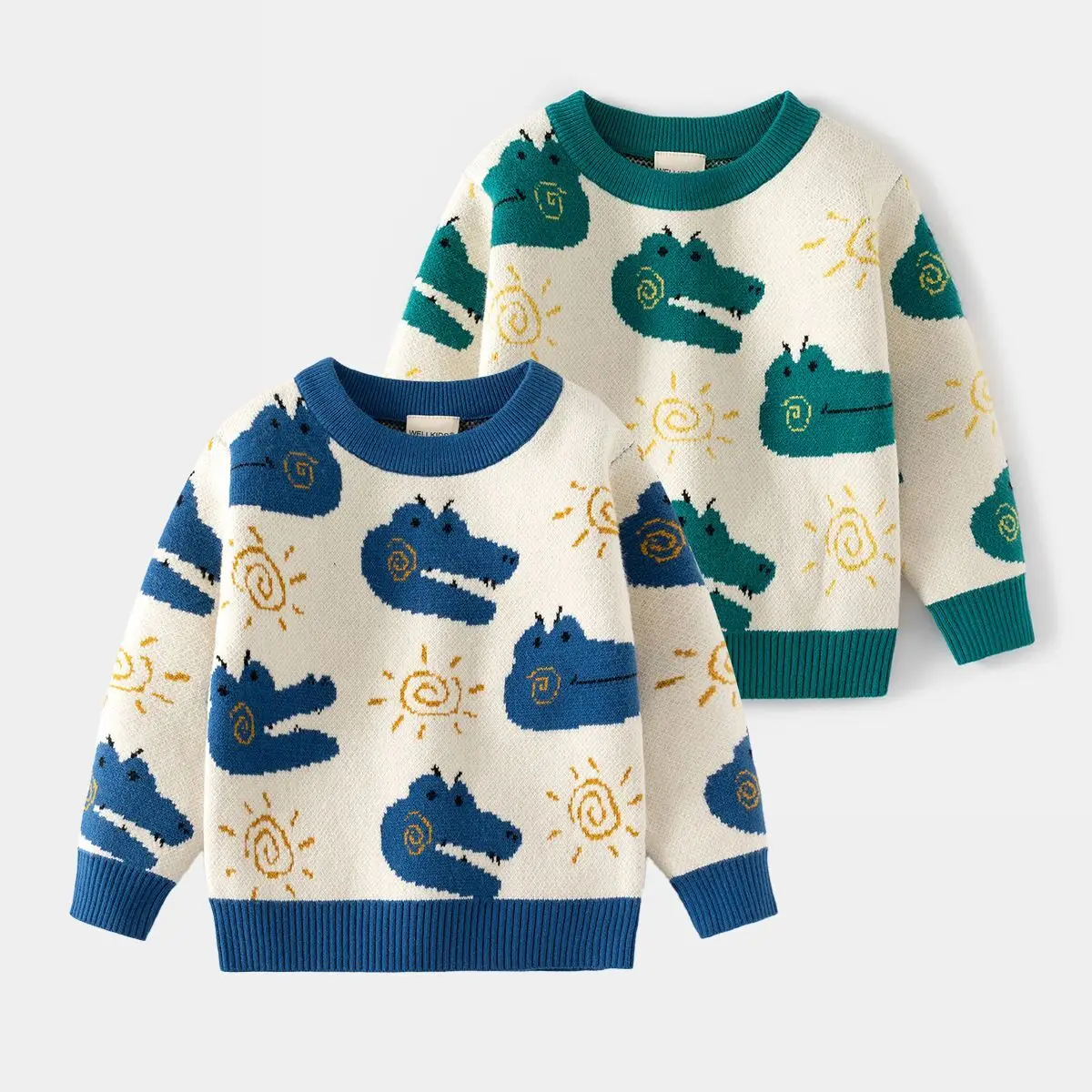 Winter Kids Sweater Animals Cartoon Striped Boys Girls Autumn Knitwear 2-6Year Long Sleeve Clothes Baby Sweaters Children Tops