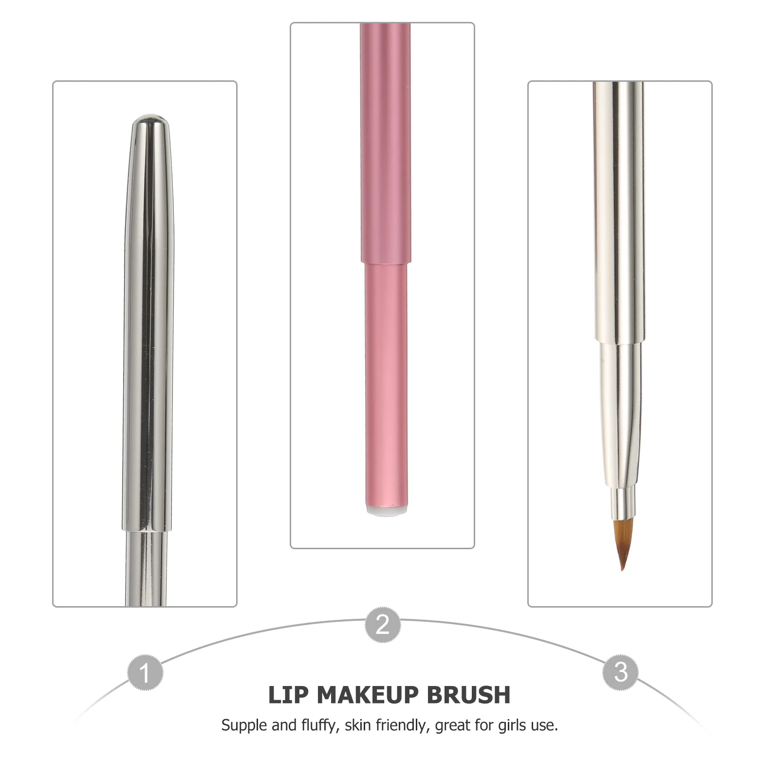 2pcs 눈썹 립 브러쉬 섬유 메이크업 도구 여성용 휴대용 액세서리 부드러운 손잡이 전문 아이섀도