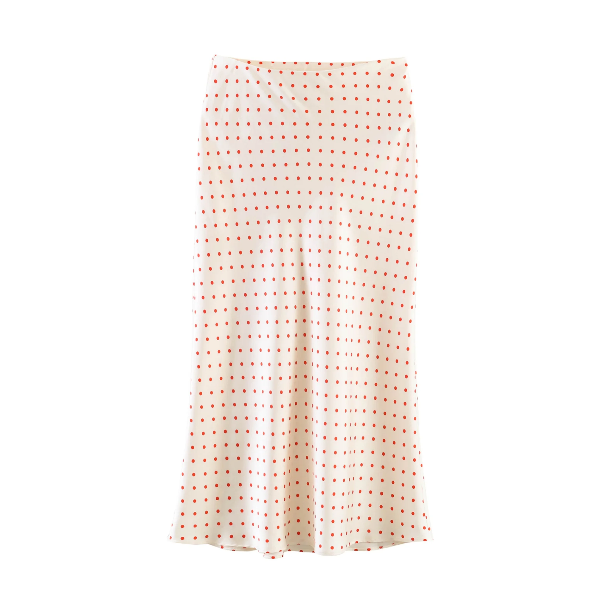 Eleganter Gepunkteter Satin-Midirock für Damen Hochgeschnittener Schicker Streetwear Sommer Neue Mode Damen Elastischer Hochbund-Rock – Detail 4