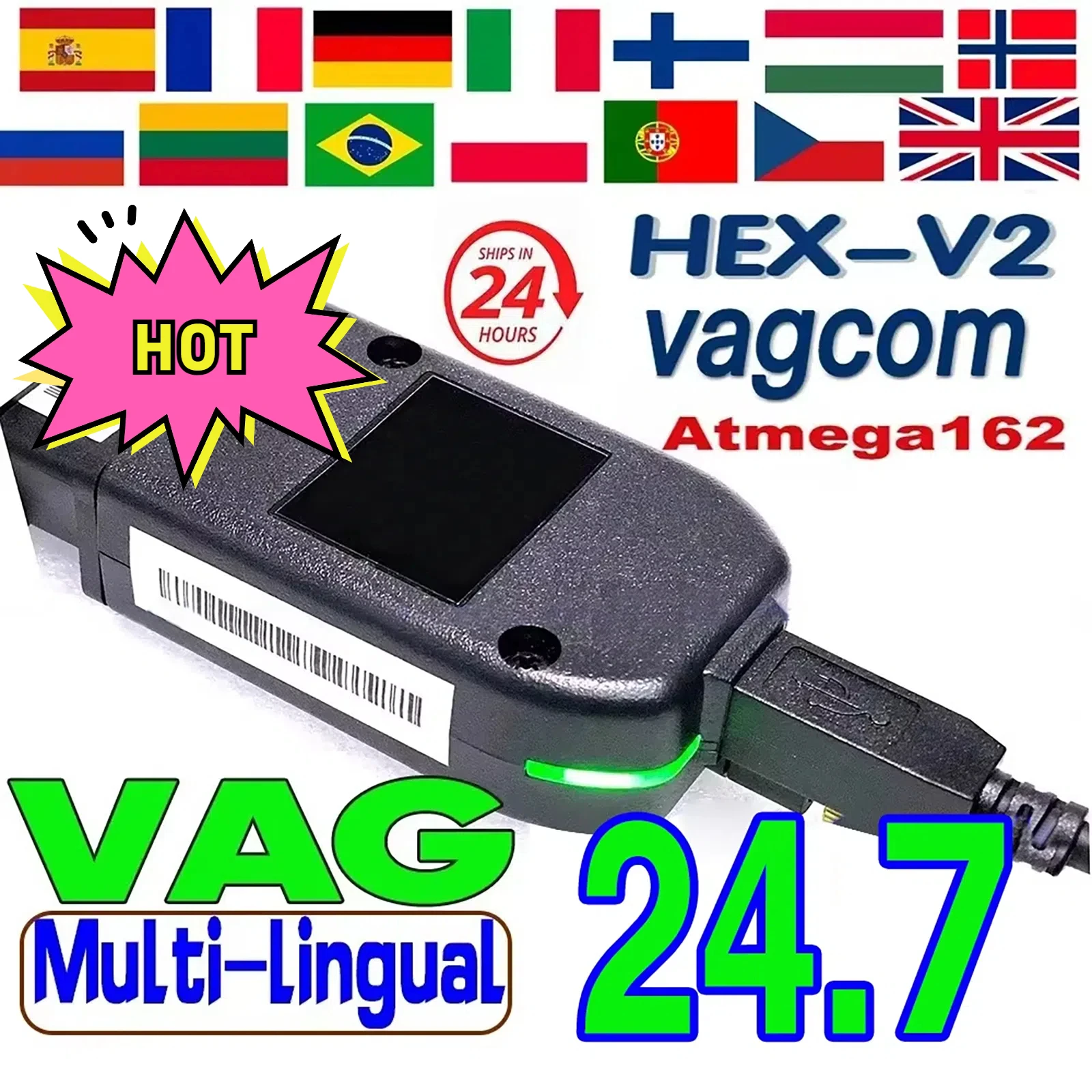 

Многоязычные автомобильные диагностические инструменты VCDS VAGCOM Интерфейс VCDSCAN HEX V2 Обновление V24.7 ATMEGA162 ДЛЯ VW/AUDI/Skoda/Seat