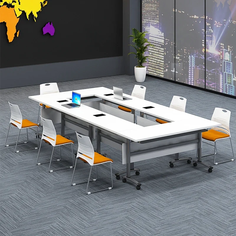 Folding training table, desk and chair combination, tutoring class, educational institution, long conference table, double mobil