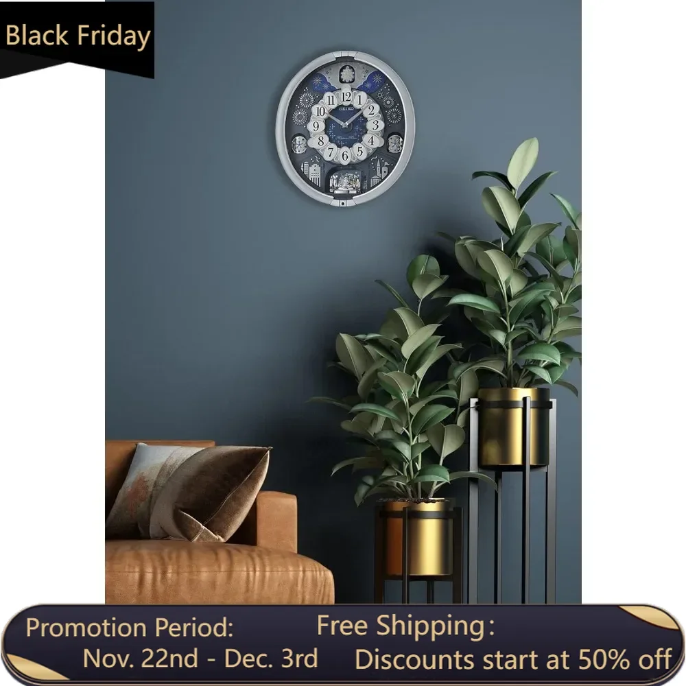 Melodies in Motion Wall Clock, Glittering Starry Night