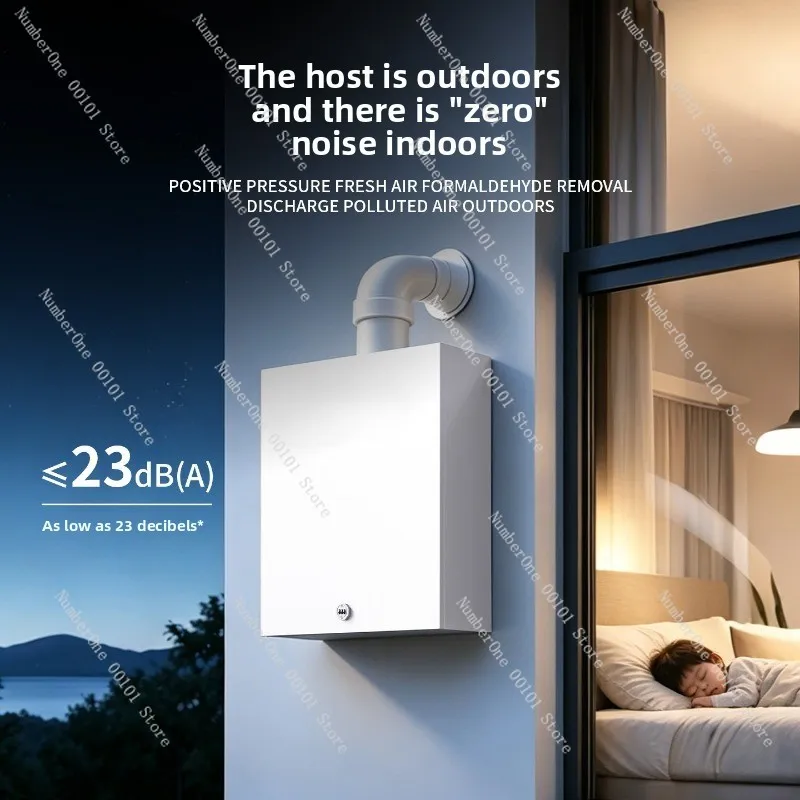 Outdoor Wall-Mounted Fresh Air Machine, Unidirectional Flow Whole House Ventilation System Ductless for Home