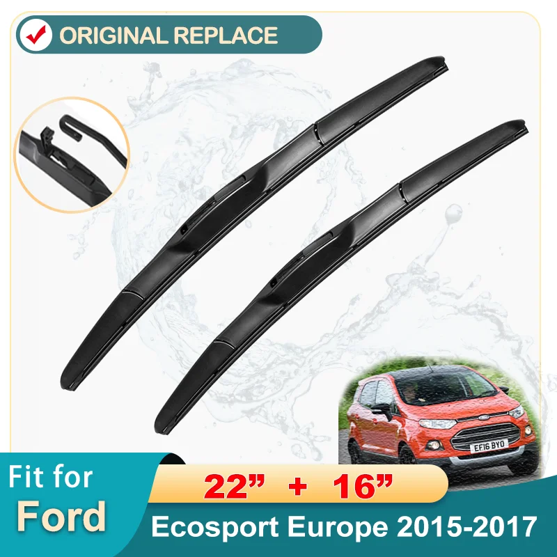 

Car For Ford Ecosport Europe 22"+16" 2015-2017 Front Window Washer Windscreen Windshield Silica Gel Wiper Blades Accessories