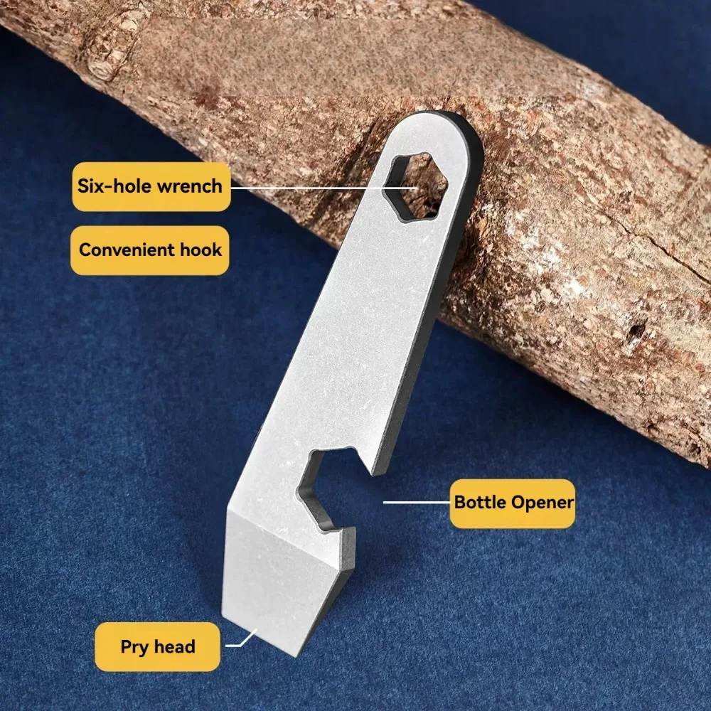 Mini Titanium Alloy Multifunctional Small Tool Pry Bar Bottle Opener EDC Personalized Accessory Hanging
