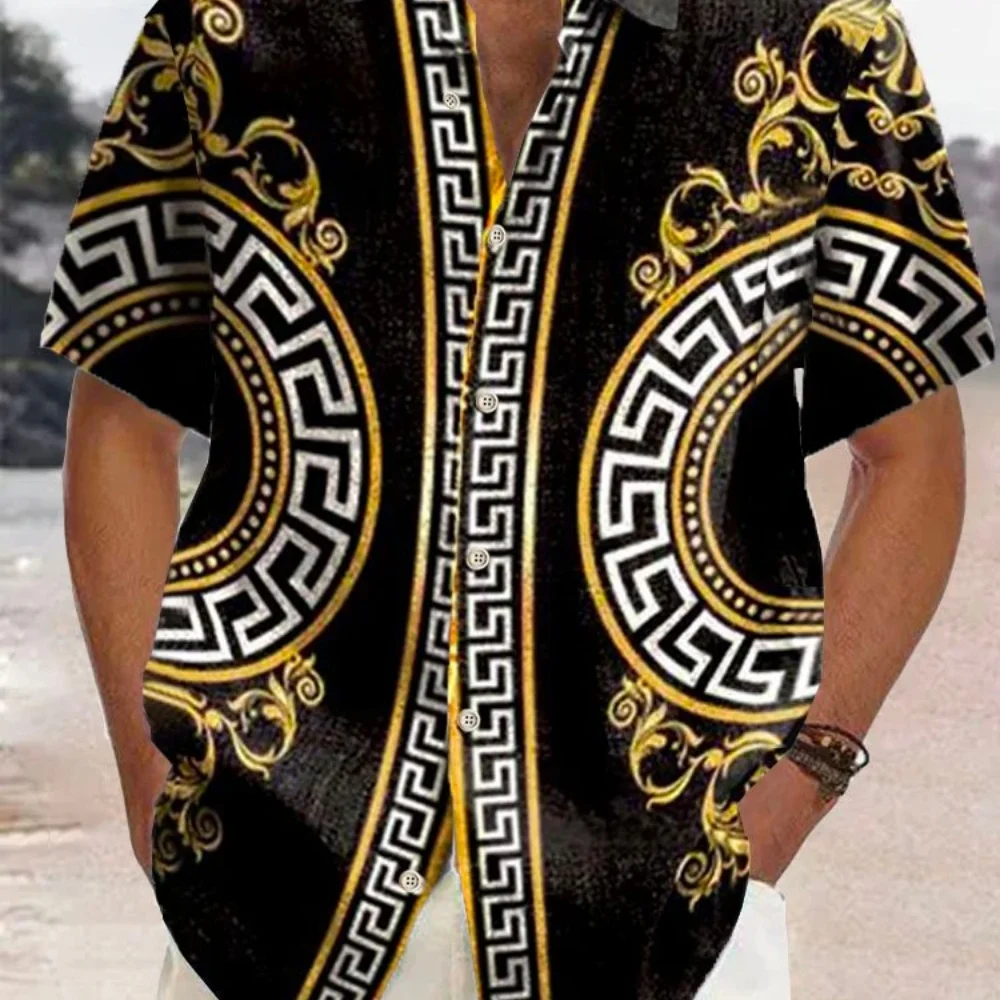 

Men's Short Sleeve Lapel Shirt Light Luxury Style Street Casual Comfortable Soft Fabric Social Party High-Quality plus Size