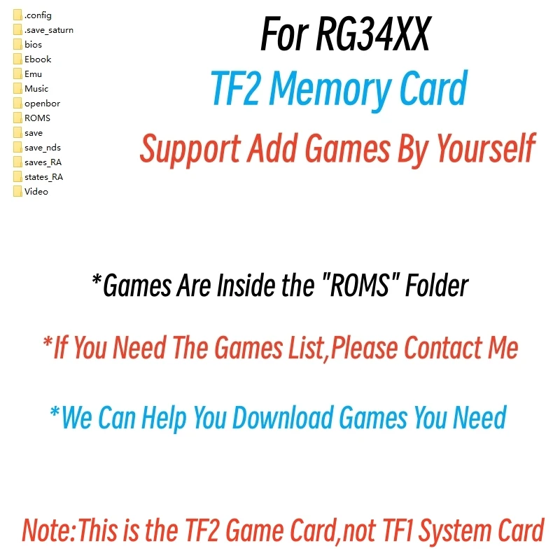 أحدث بطاقة الألعاب لوحدة التحكم في الألعاب RG34XX TF2 بطاقة الذاكرة 64 جيجابايت 128 جيجابايت مع 30000 ألعاب مجانية RG 34XX TF بطاقة استبدال الملحقات
