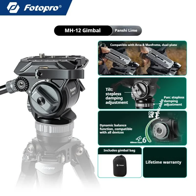 Fotopro MH-12/MH-13Q Stabiliser for Large Lenses: Smooth Camera Movements with a Dynamic Balanced Hydraulic Head