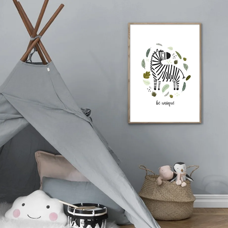 الزرافة الأسد الفيل زيبرا التمساح الرسم على لوحات القماش الجدارية الشمال الملصقات وطباعة جدار صور لغرفة المعيشة ديكور المنزل #4