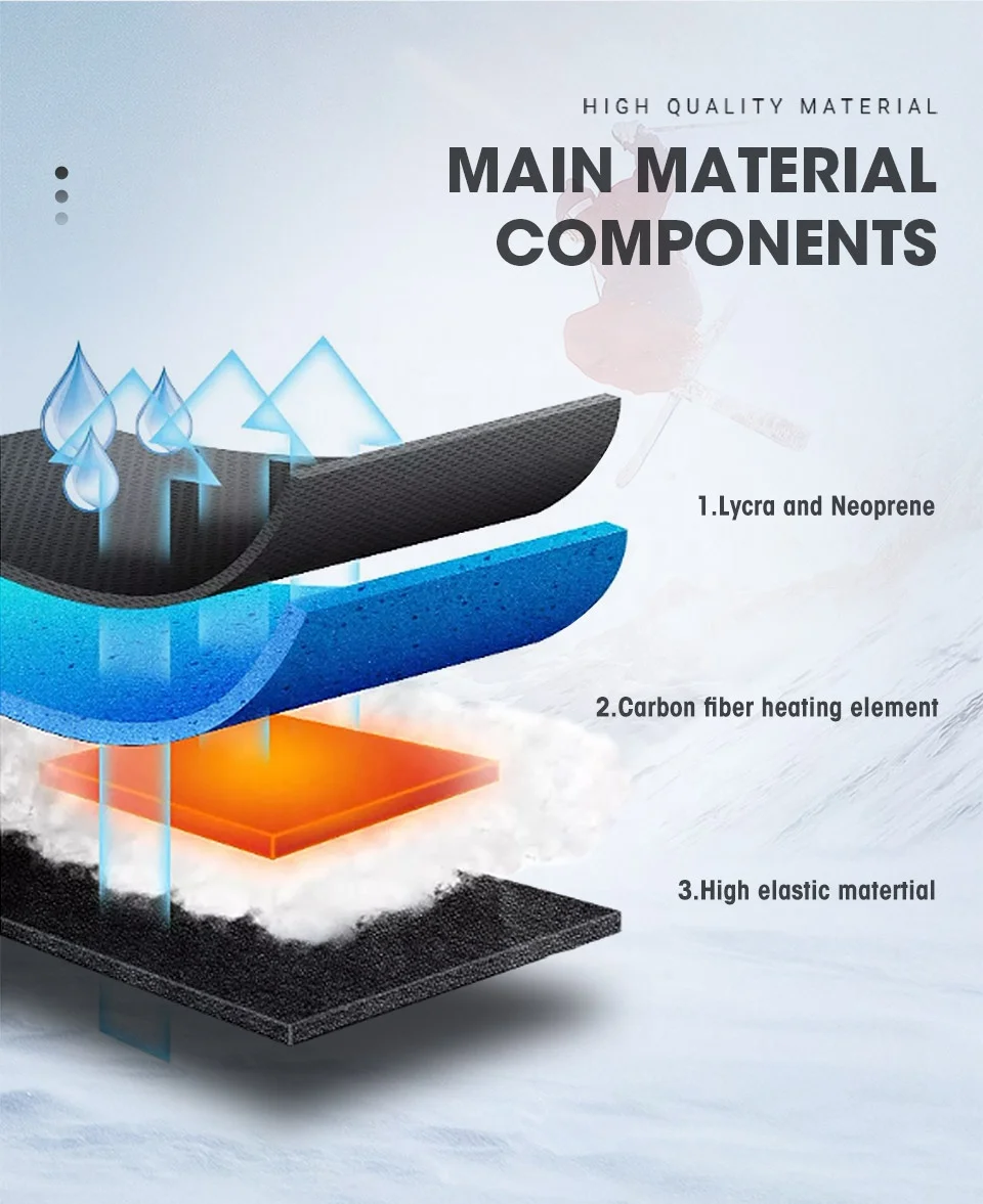 Motocross Heated Glove Rechargeable Battery Electric Heated Glove Liners Gloves Heating for Snowboarding SHGS18