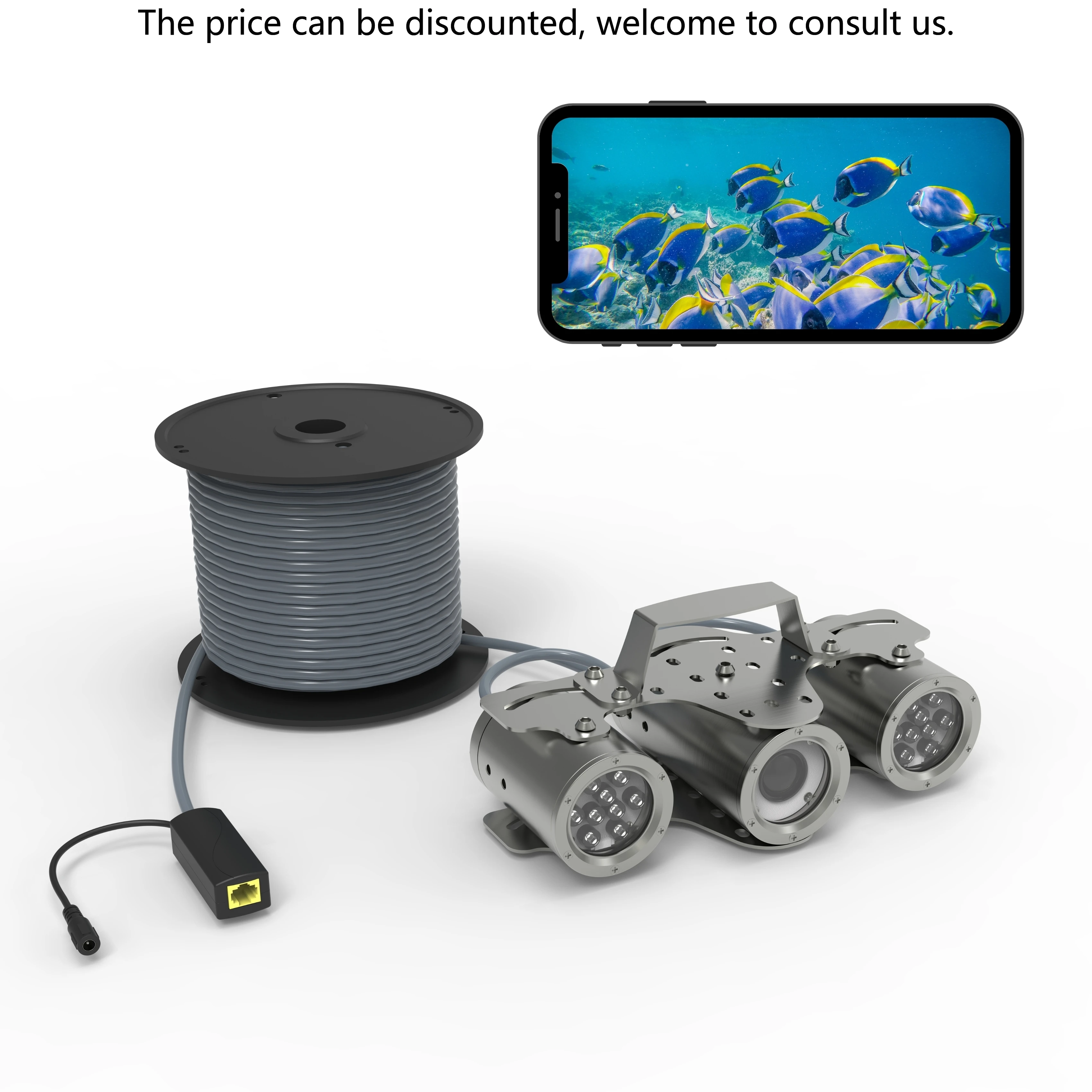 Boîtier résistant à l'eau de mer caméra réseau sous-marine eaux turbides lumière de remplissage forte