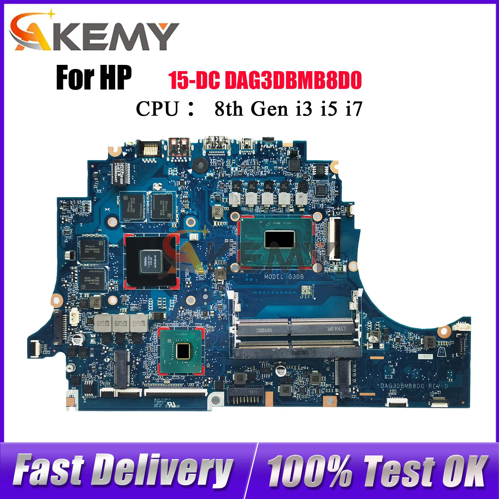 

DAG3DBMB8D0 Laptop Motherboard For HP Omen 15-DC With i5 i7 CPU GTX1050Ti GTX1050 4GB GPU L24331-601 L24330-601