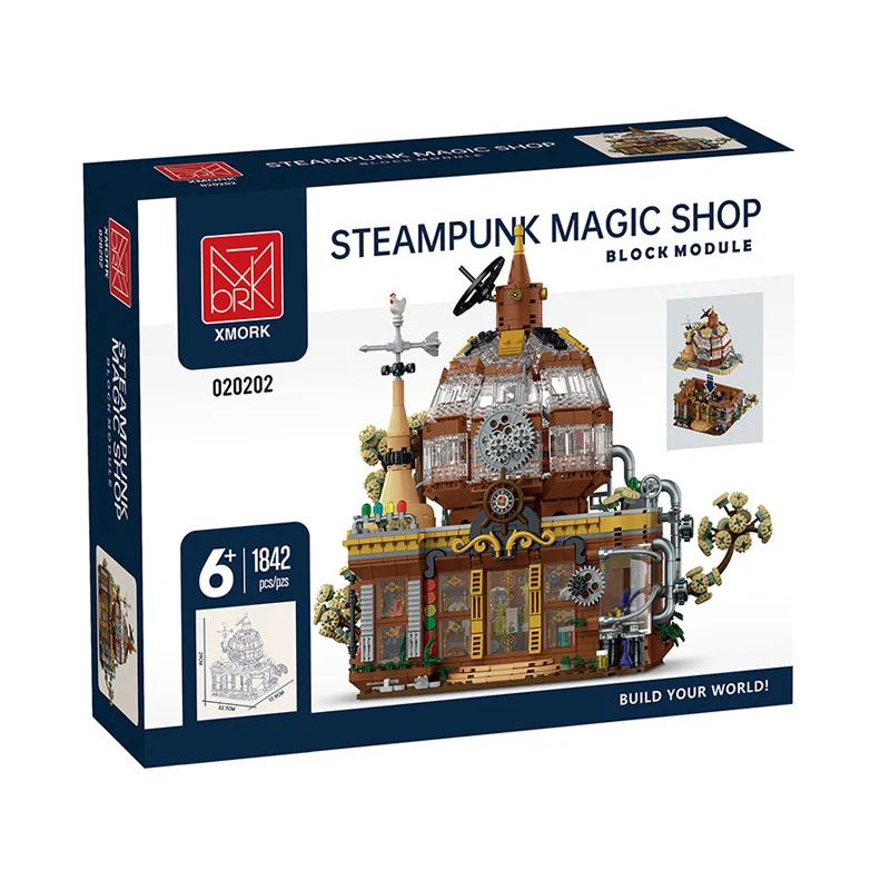 IN STOCK 020202 MOC Idea Steampunk Shop Building Blocks Model Construction House Bricks Toys for Boys Christmas Gift Set