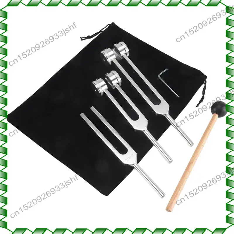 -BOFF (128 Hz, 256 Hz, 512 Hz) stemvorkset, stemvorken met reflexhamer voor chakra/genezing/geluidstherapie/DNA-reparatie