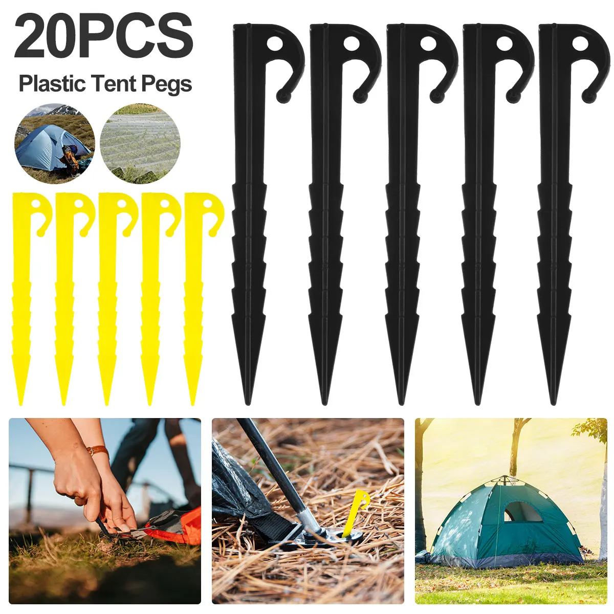 20/100Pcs Camping Tent Nails Sand Ground Stake Ground Awning Camping Tools Plastic Tent Pegs Nail Outdoor Camping Accessories