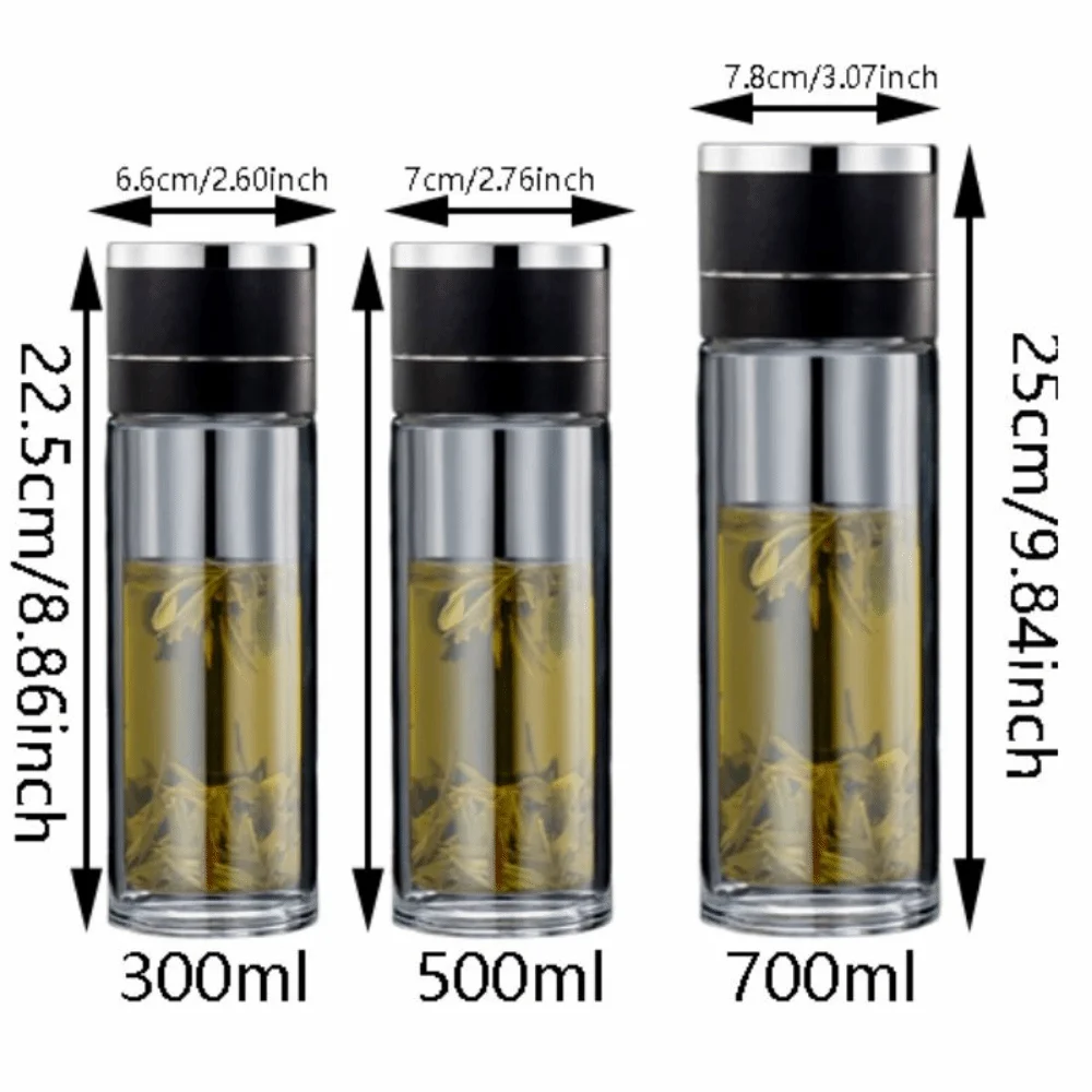 Double Anti-Scald Glass Water Cup Borosilicate Glass One Click Opening Infuser Tumbler Leak Proof with Tea Filter view 4