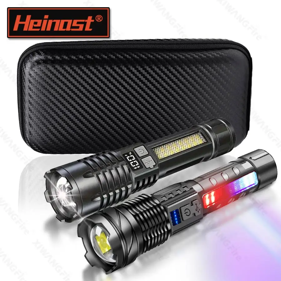 Hochleistungs-LED-Taschenlampe, leistungsstarke tragbare USB-wiederaufladbare COB-Taschenlampe mit Seitenlicht, Taschenlampe für Outdoor-Camping, Wandern