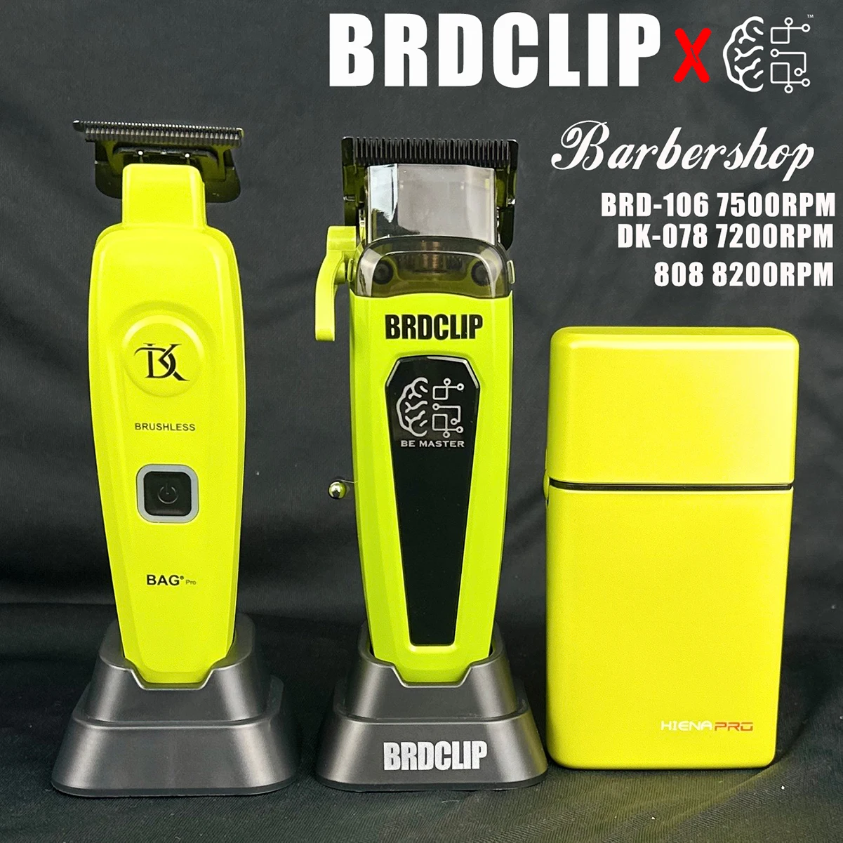 BRDCLIP 106 DK078 808 Professional Men's Hair Clipper 5-level Adjustment Electric Trimmer Shaver DLC Blade with Charging Base