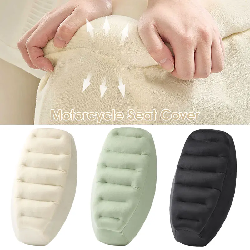 

Thicken Padded Motorcycle Seat Cushion Cover Winter Warm Plush Cozy Soft Seat Pad Scooter Electric Bike Seat Cover Absorb Shock