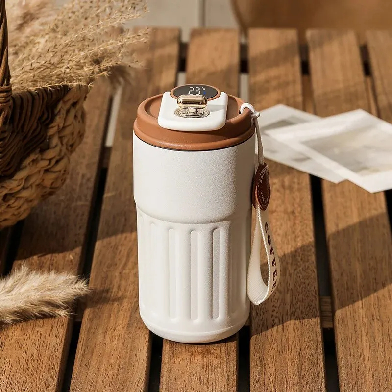  Stainless Steel Insulated Cup Display Temperature Coffee Cup Intelligent Car Mounted Water Cup Gift Drinking Tool 