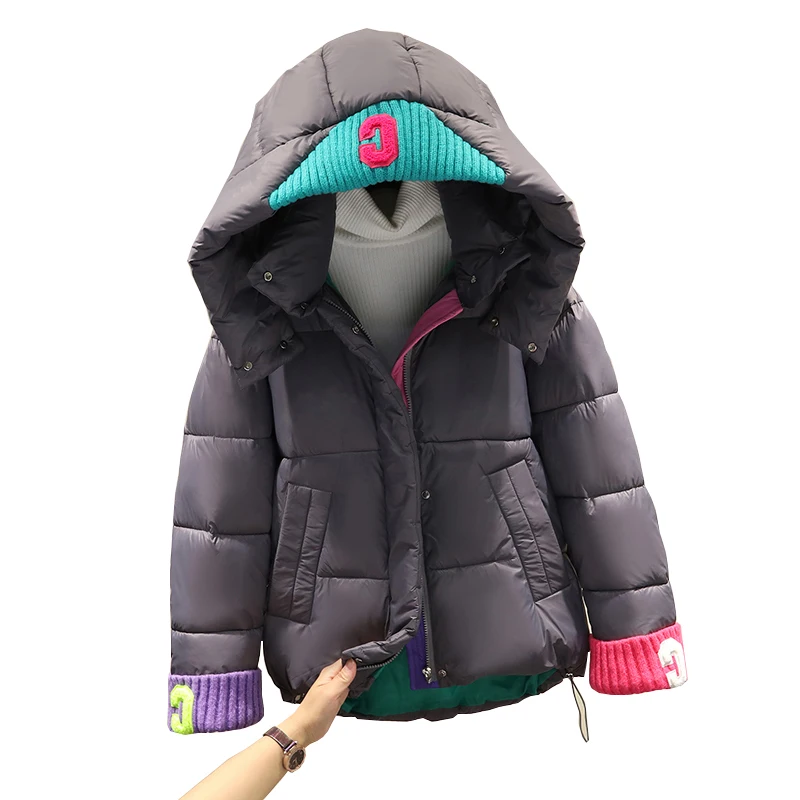 

KBAT Women Jacket Winter Thick Hooded Cotton Padded Snow Coats Female Korean Loose Puffer Parkas Ladies Oversize Outwear